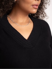 Live Unlimited Black V-Neck Swing Jumper - Image 3 of 4
