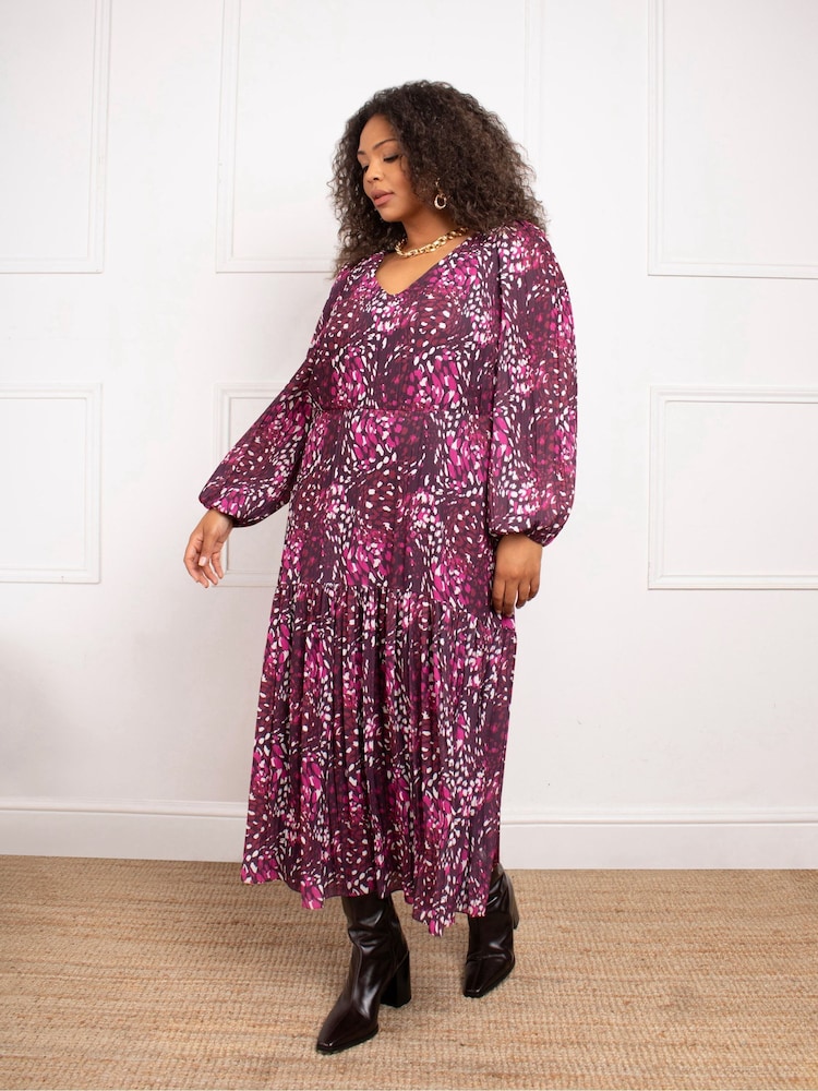 Live Unlimited Pink Abstract Print Midaxi Dress - Image 2 of 6 Live Unlimited Pink Abstract Print Midaxi Dress - Image 2 of 6