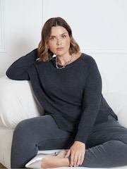 Live Unlimited Grey Scoop Neck Jumper - Image 1 of 4