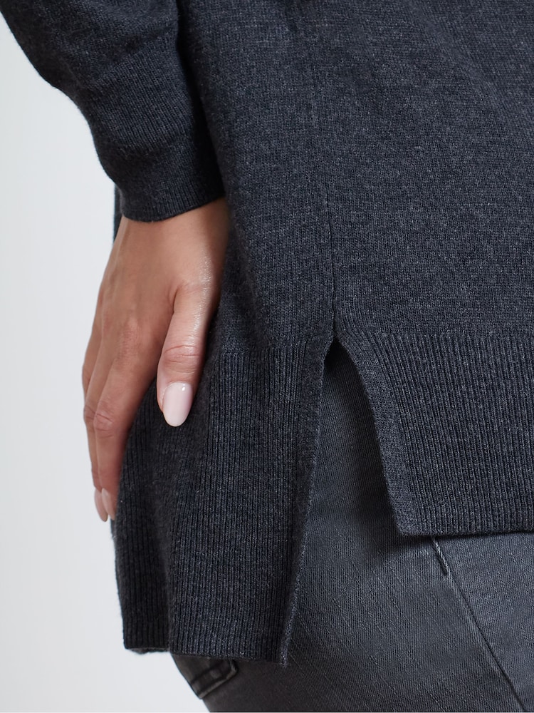 Live Unlimited Grey Scoop Neck Jumper - Image 3 of 4