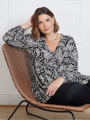 Schwarz - Live Unlimited – Tunika im Kittelstil mit Paisleymuster - Bild 2 von 3