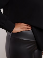 Live Unlimited Black Petite Faux Leather Leggings - Image 3 of 3