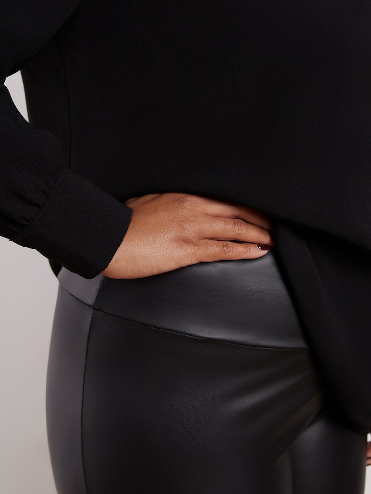 Live Unlimited Black Petite Faux Leather Leggings - Image 3 of 3