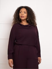 Roșu - Live Unlimited Cowl Neck Long sleeve Blouse - Imaginea 1 din 4