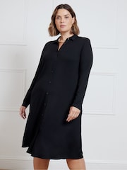 Live Unlimited Black Tone Paisley Long Sleeve Jersey Shirt Dress - Image 1 of 3