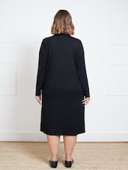 Live Unlimited Black Tone Paisley Long Sleeve Jersey Shirt Dress - Image 2 of 3