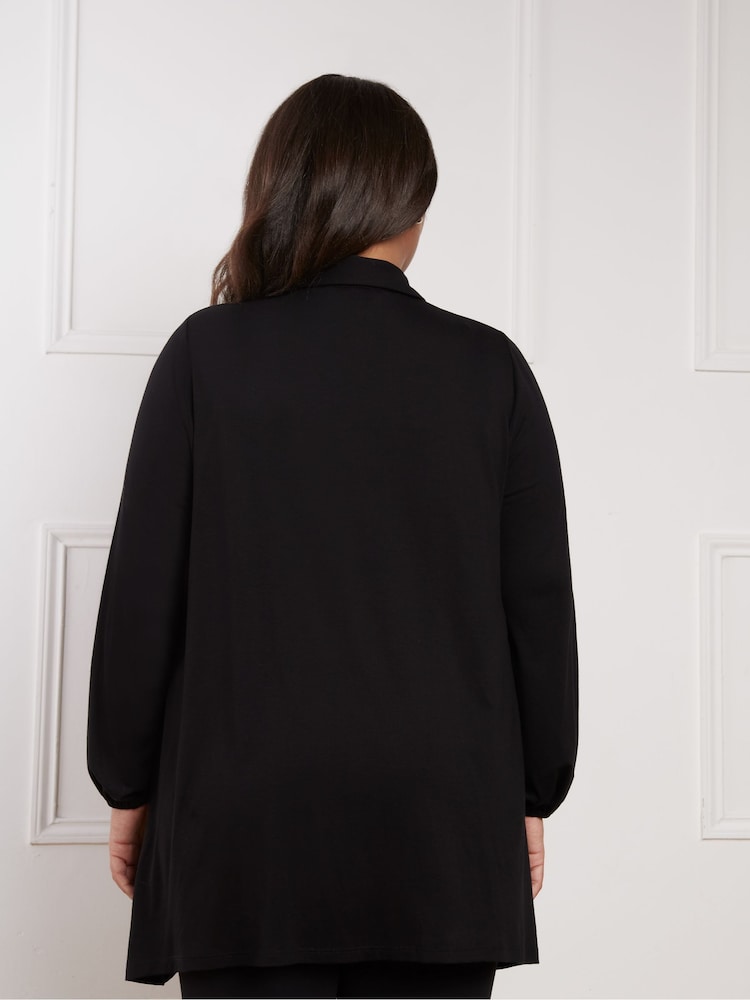 Live Unlimited Black Curve Petites Jersey Hanky Hem Shirt - Image 2 of 3 Live Unlimited Black Curve Petites Jersey Hanky Hem Shirt - Image 2 of 3