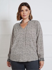 Live Unlimited Black Leopard Broderie Trim Blouse - Image 1 of 5