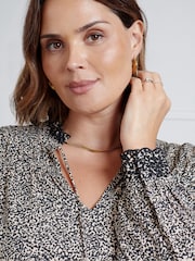 Live Unlimited Black Leopard Broderie Trim Blouse - Image 4 of 5