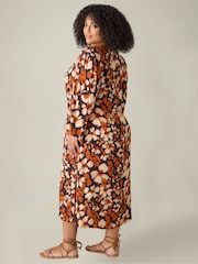 Live Unlimited Orange/Brown Paisley V-Neck Dress - Image 5 of 5