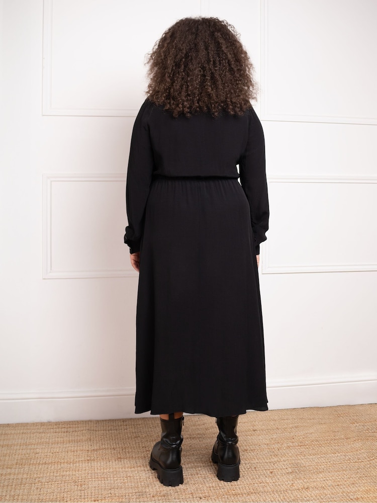 Live Unlimited Black Petite Button Through Belted Shirt Dress - Image 3 of 3