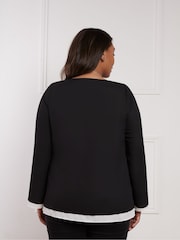 Live Unlimited Black Curve Layered Long Sleeve Top - Image 3 of 3