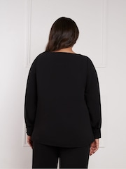 Negru - Live Unlimited Cowl Neck Long sleeve Blouse - Image 2 of 5