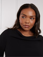 Negru - Live Unlimited Cowl Neck Long sleeve Blouse - Image 4 of 5