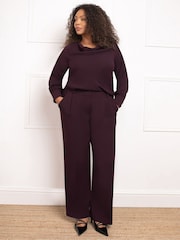 Live Unlimited Red Curve Button Detail Wide Leg Trousers - Image 1 of 3