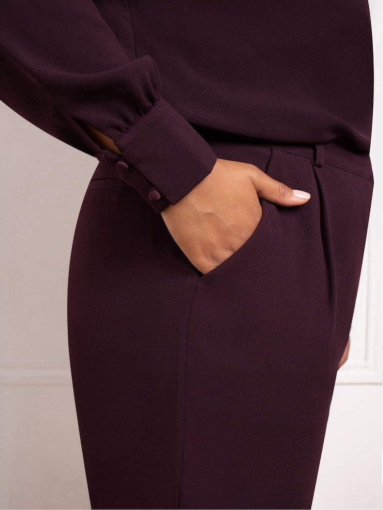 Live Unlimited Red Curve Button Detail Wide Leg Trousers - Image 3 of 3