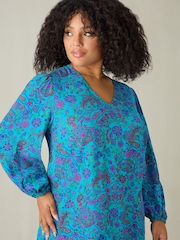 Live Unlimited Blue Paisley V-Neck Dress - Image 2 of 4