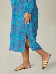 Live Unlimited Blue Paisley V-Neck Dress - Image 3 of 4