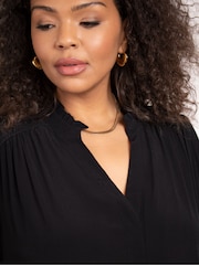 Live Unlimited Black Curve Boho Blouse With Ladder Trim Detail - Image 4 of 5