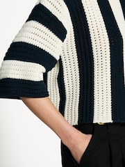Weekend MaxMara Navy Pinstripe Pleiadi Sweater - Image 6 of 6