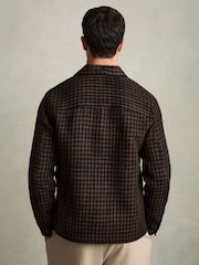Reiss Navy/Rust Kirk Brushed Houndstooth-Check Overshirt - Image 5 of 9