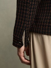 Reiss Navy/Rust Kirk Brushed Houndstooth-Check Overshirt - Image 6 of 9