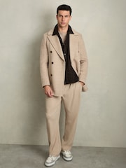 Reiss Navy/Rust Kirk Brushed Houndstooth-Check Overshirt - Image 8 of 9