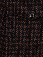 Reiss Navy/Rust Kirk Brushed Houndstooth-Check Overshirt - Image 9 of 9