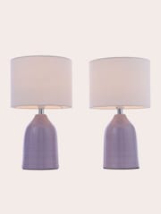 Laura Ashley Set of 2 Lavender Penny Table Lamp Set - Image 3 of 6