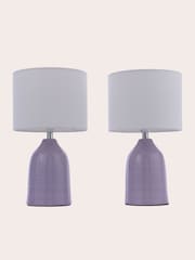 Laura Ashley Set of 2 Lavender Penny Table Lamp Set - Image 4 of 6