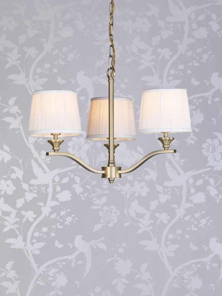 Laura Ashley Matt Antique Brass Hemsley 3 Light Chandelier - Image 1 of 6
