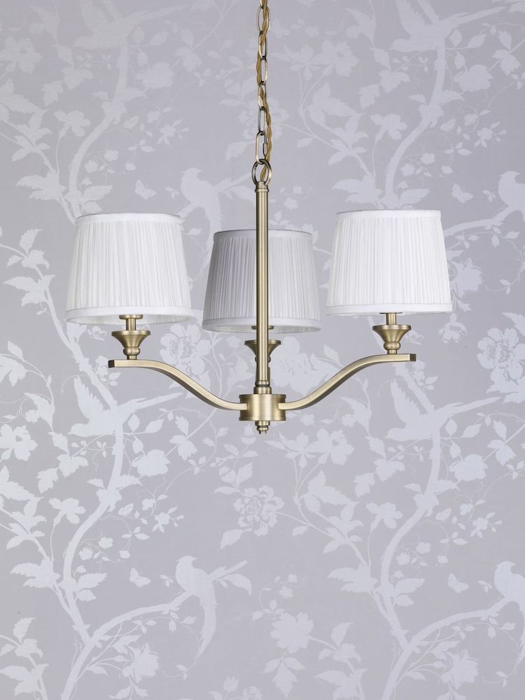 Laura Ashley Matt Antique Brass Hemsley 3 Light Chandelier - Image 2 of 6