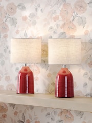 Laura Ashley Set of 2 Rosewood Red Penny Table Lamp Set - Image 1 of 6