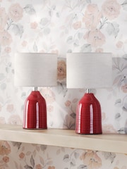 Laura Ashley Set of 2 Rosewood Red Penny Table Lamp Set - Image 2 of 6