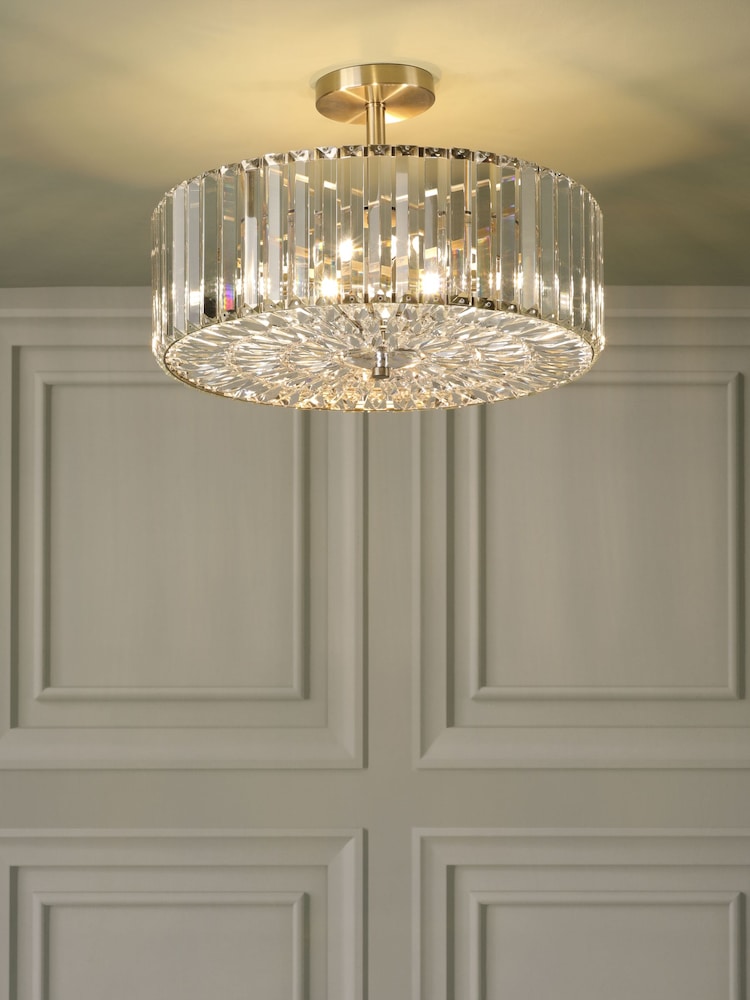 Laura Ashley Antique Brass Fernhurst Semi Flush 4 Light Ceiling Light - Image 1 of 6