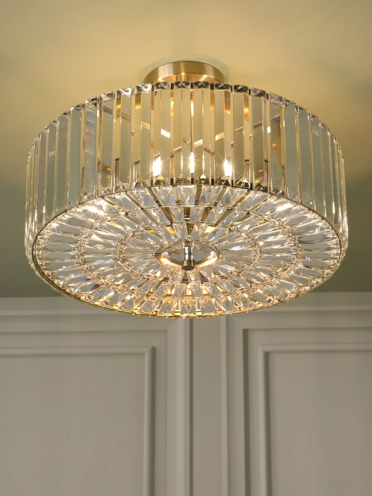 Laura Ashley Antique Brass Fernhurst Semi Flush 4 Light Ceiling Light - Image 2 of 6