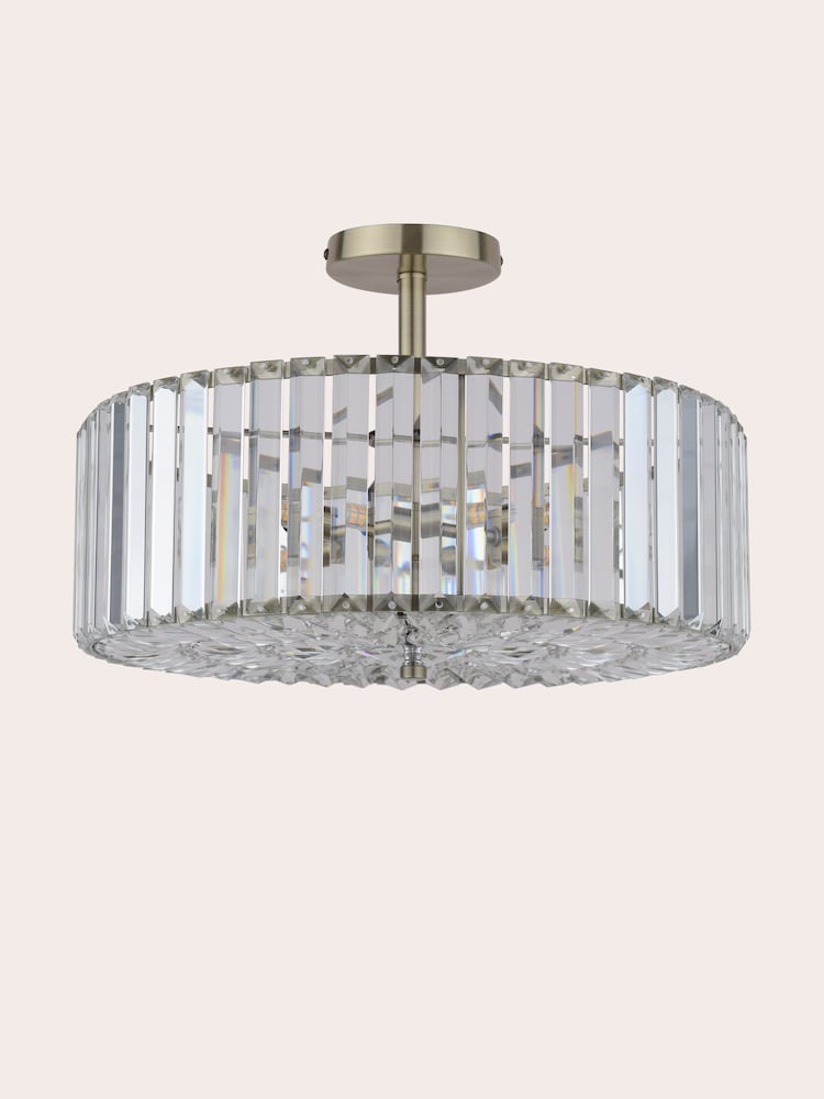 Laura Ashley Antique Brass Fernhurst Semi Flush 4 Light Ceiling Light - Image 6 of 6
