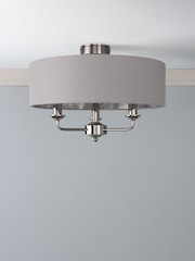 Laura Ashley Silver Sorrento 3 Arm Semi-Flush Ceiling Light - Image 1 of 6