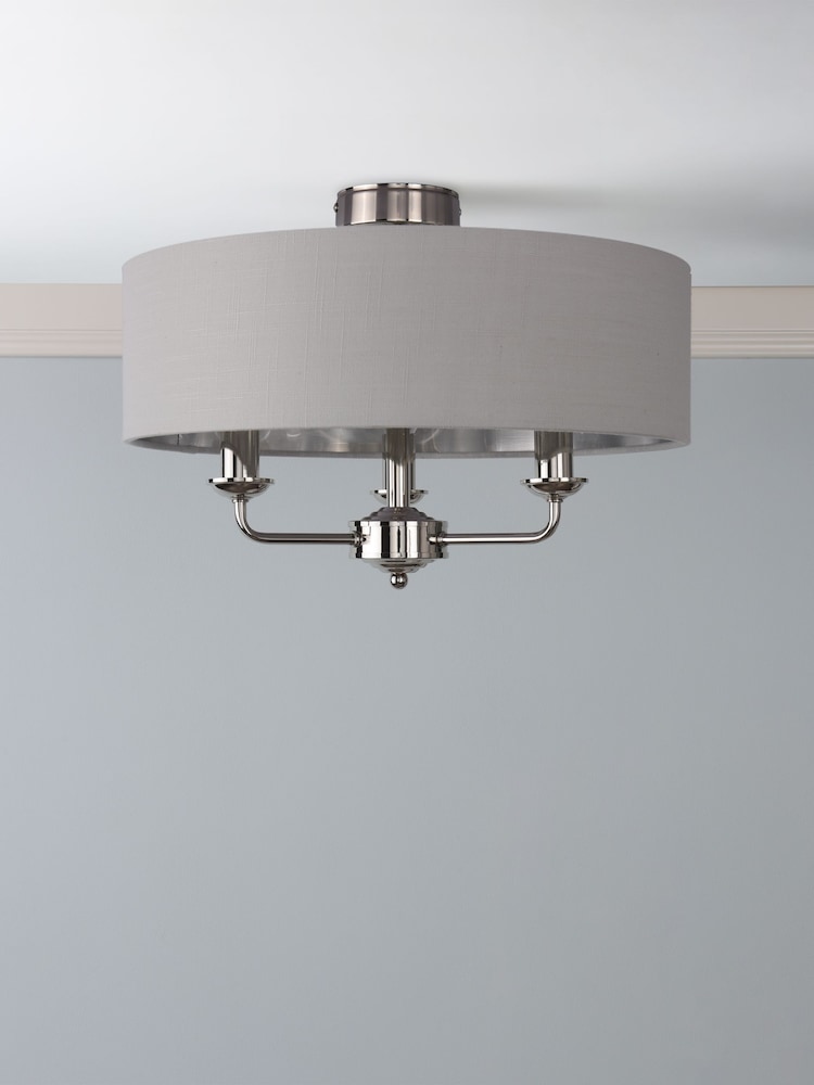 Laura Ashley Silver Sorrento 3 Arm Semi-Flush Ceiling Light - Image 1 of 6