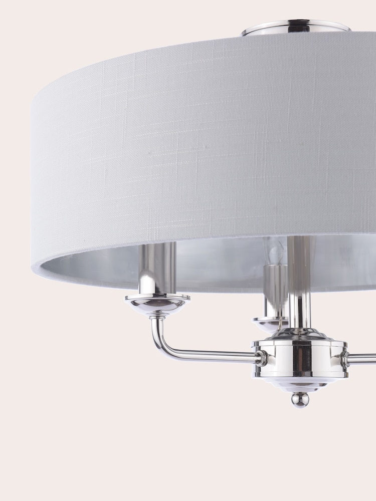 Laura Ashley Silver Sorrento 3 Arm Semi-Flush Ceiling Light - Image 6 of 6