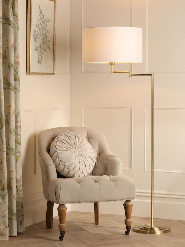 Laura Ashley Antique Brass Marlowe Floor Lamp - Image 1 of 4 Laura Ashley Antique Brass Marlowe Floor Lamp - Image 1 of 4