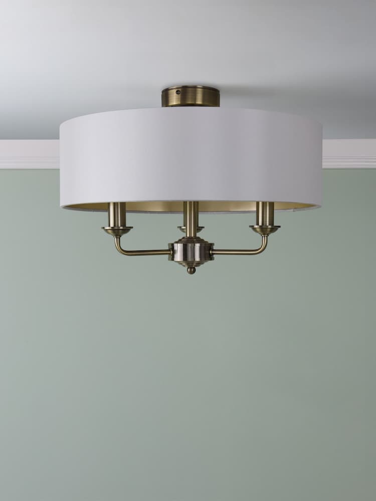 Laura Ashley Ivory Sorrento 3 Arm Semi-Flush Ceiling Light - Image 1 of 6