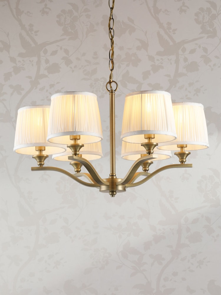 Laura Ashley Matt Antique Brass Hemsley 6 Light Chandelier - Image 1 of 6