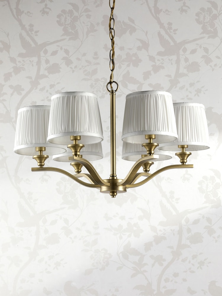 Laura Ashley Matt Antique Brass Hemsley 6 Light Chandelier - Image 2 of 6