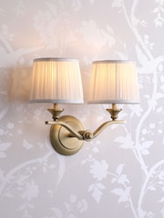 Laura Ashley Matt Antique Brass Hemsley 2 Light Wall Light - Image 1 of 7