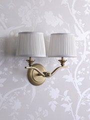 Laura Ashley Matt Antique Brass Hemsley 2 Light Wall Light - Image 2 of 7