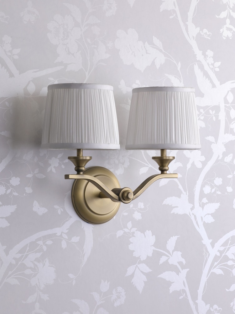 Laura Ashley Matt Antique Brass Hemsley 2 Light Wall Light - Image 2 of 7