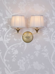 Laura Ashley Matt Antique Brass Hemsley 2 Light Wall Light - Image 3 of 7