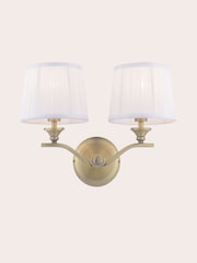 Laura Ashley Matt Antique Brass Hemsley 2 Light Wall Light - Image 4 of 7