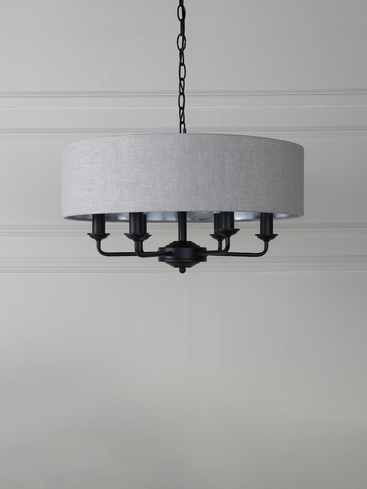Laura Ashley Natural Sorrento 6 Arm Chandelier - Image 2 of 6